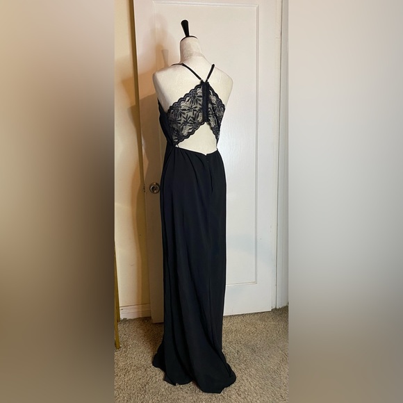 Lulu’s Story of A Starry Night Maxi Dress Empire Waist front slit racerback - Picture 3 of 16